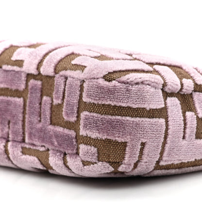 Fendi Velvet Jacquard FF Baguette Pouch Dusty Mauve 9 of 10