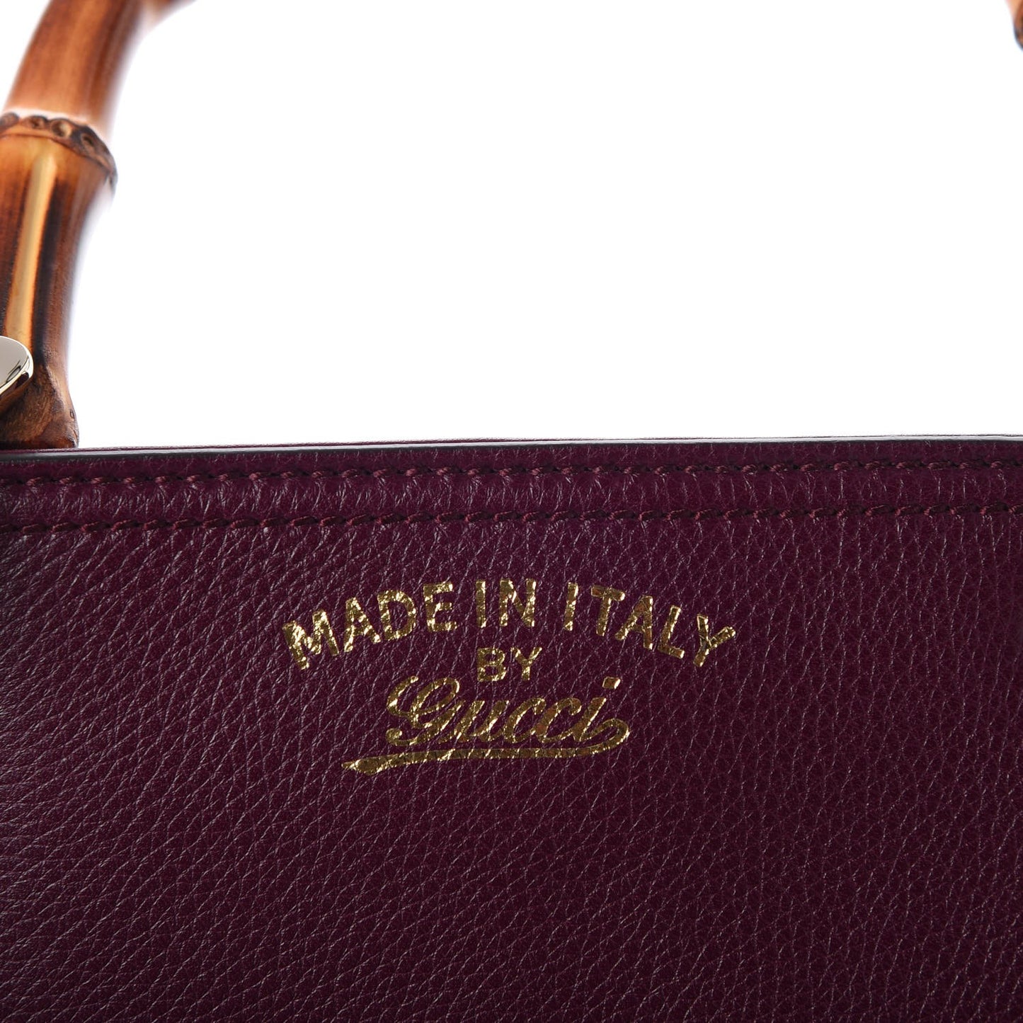 Calfskin Small Bamboo Shopper Tote Burgundy