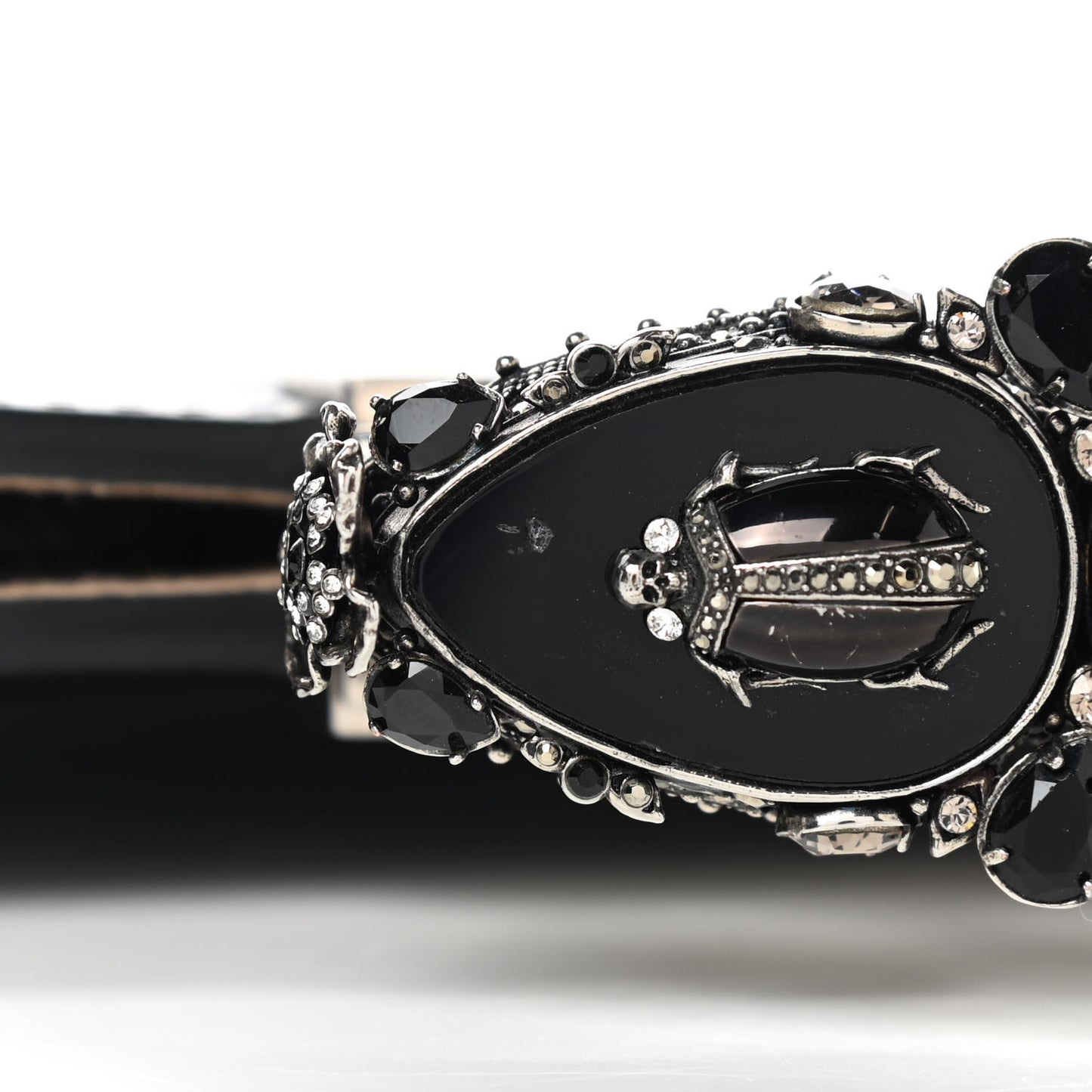 Calfskin Lizard Embossed Knuckle Flat Clutch Black