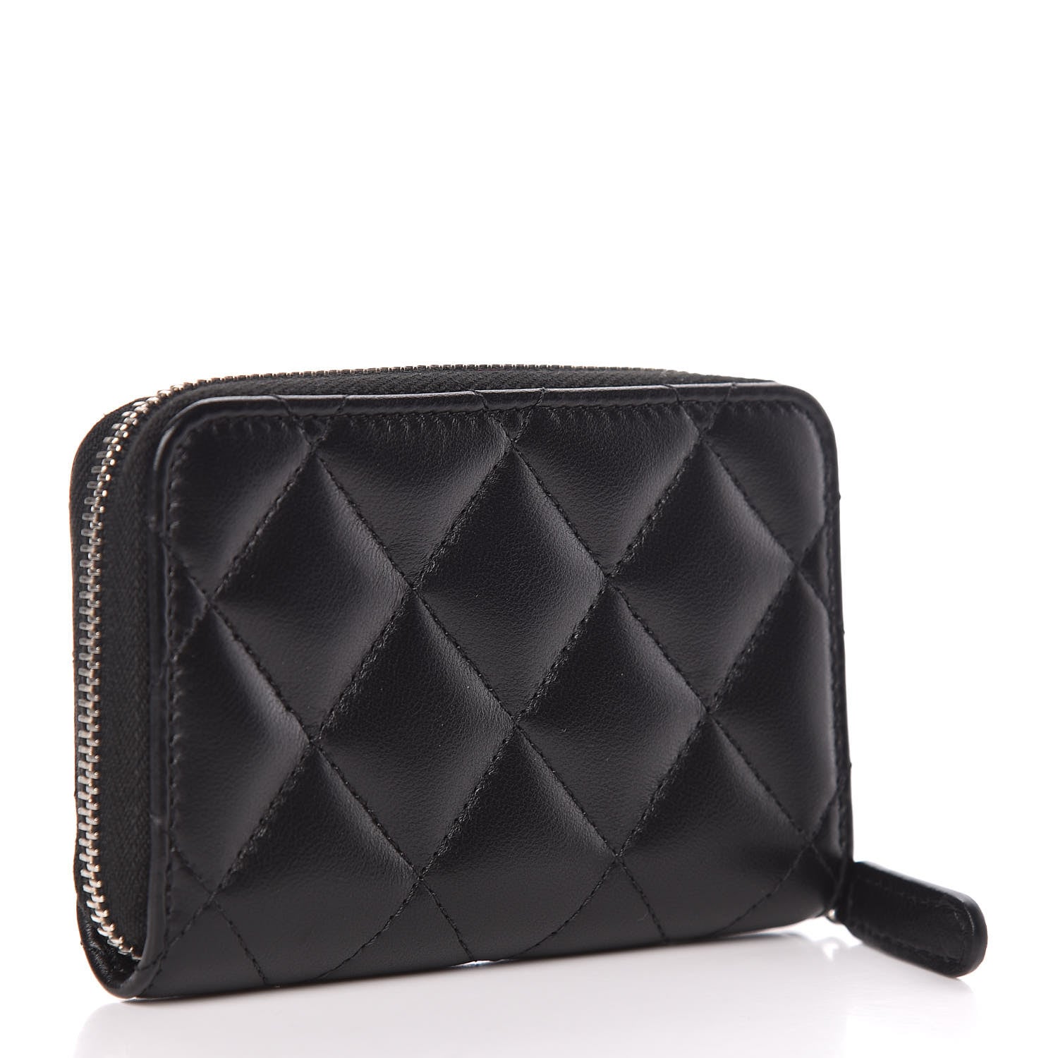 Chanel Lambskin Quilted Zip Coin Purse Black 3 of 8