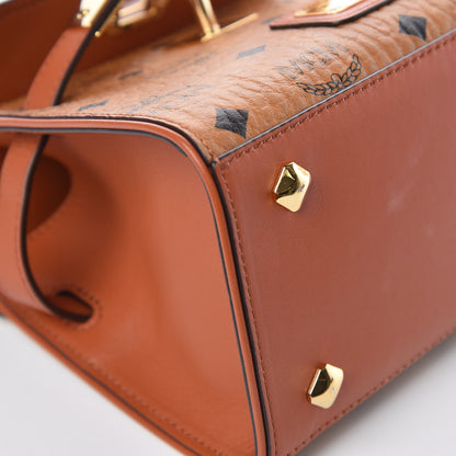 MCM Visetos X-Mini Heritage Top Handle Satchel Cognac 13 of 15