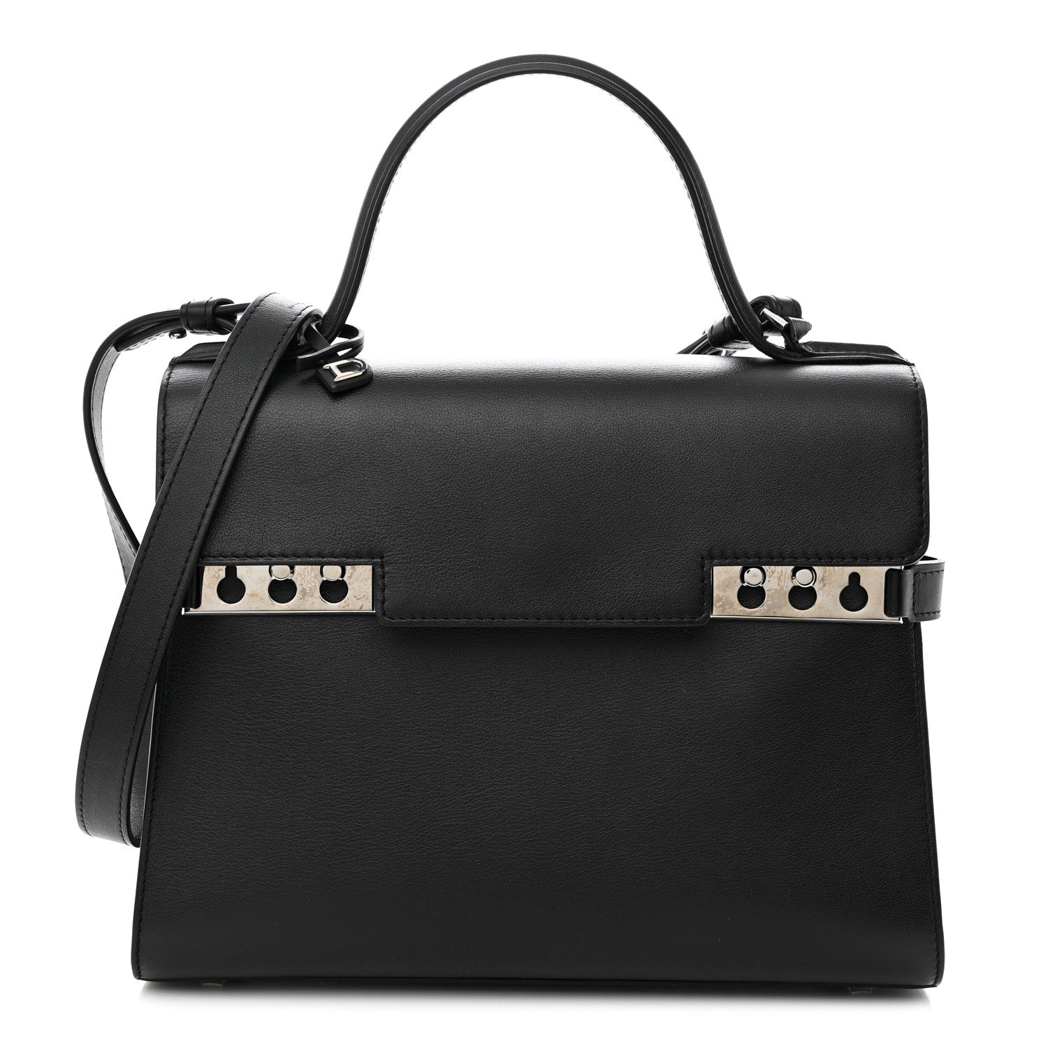 Delvaux Calfskin MM Tempete Satchel Black 1 of 10