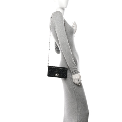 Miu Miu Nappa Matelasse Crystal Chain Wallet On Chain Black 2 of 12