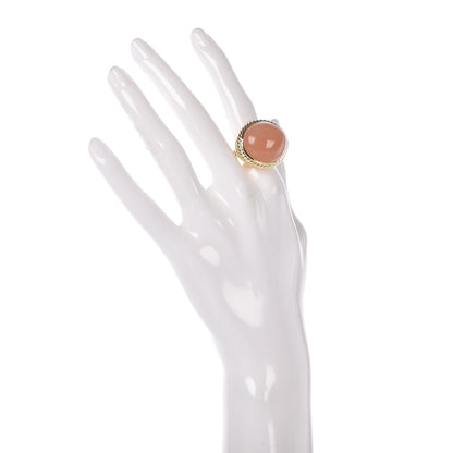 David Yurman 18K Yellow Gold Pink Moonstone 20mm Oval Signature Ring 50 5.5 2 of 5