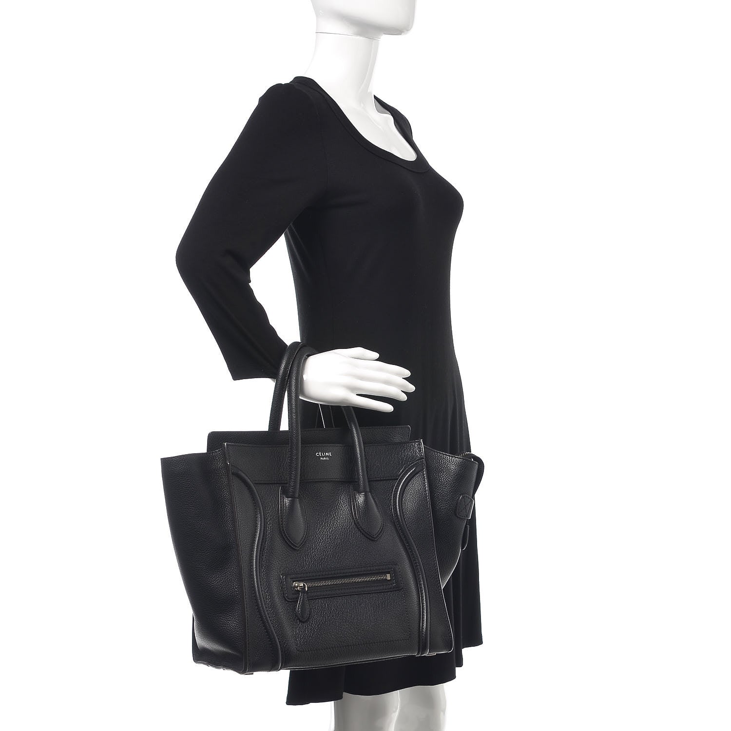 Celine Drummed Calfskin Mini Luggage Black 2 of 6