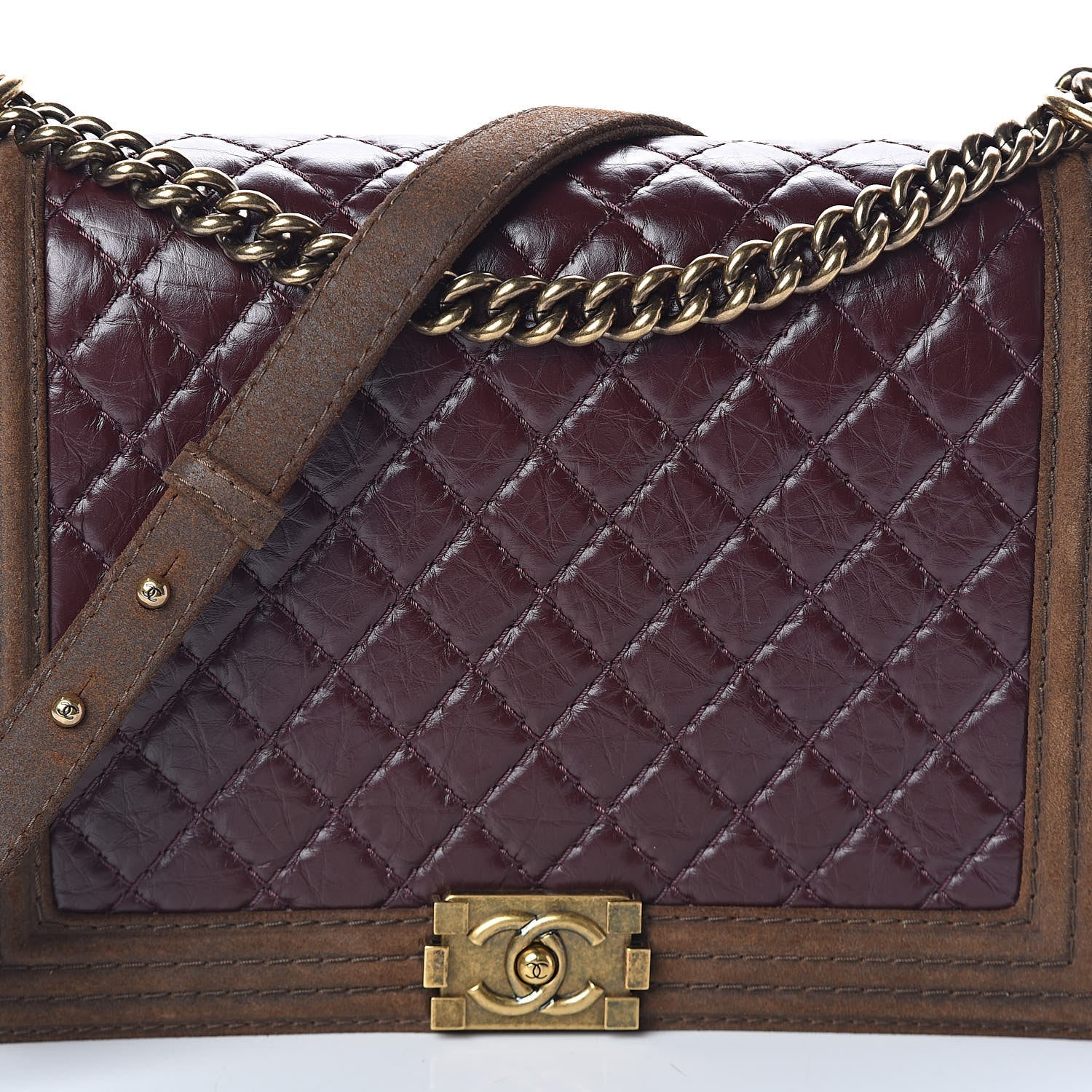Chanel Aged Calfskin Nubuck Quilted Large Boy Flap Burgundy 8 of 10