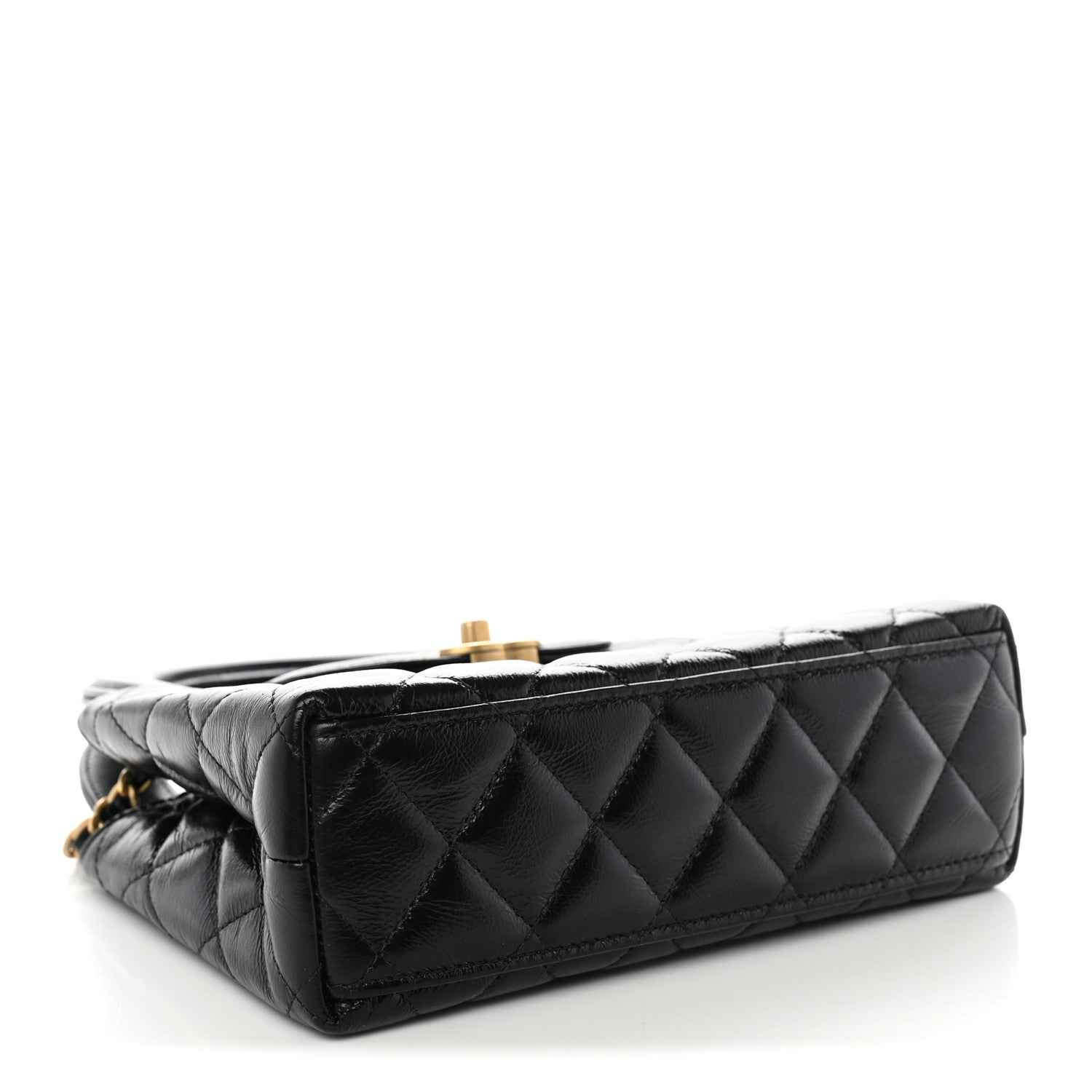 Chanel Shiny Aged Calfskin Quilted Nano Kelly Shopper Black 4 of 11