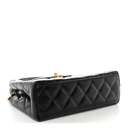 Chanel Shiny Aged Calfskin Quilted Nano Kelly Shopper Black 4 of 11