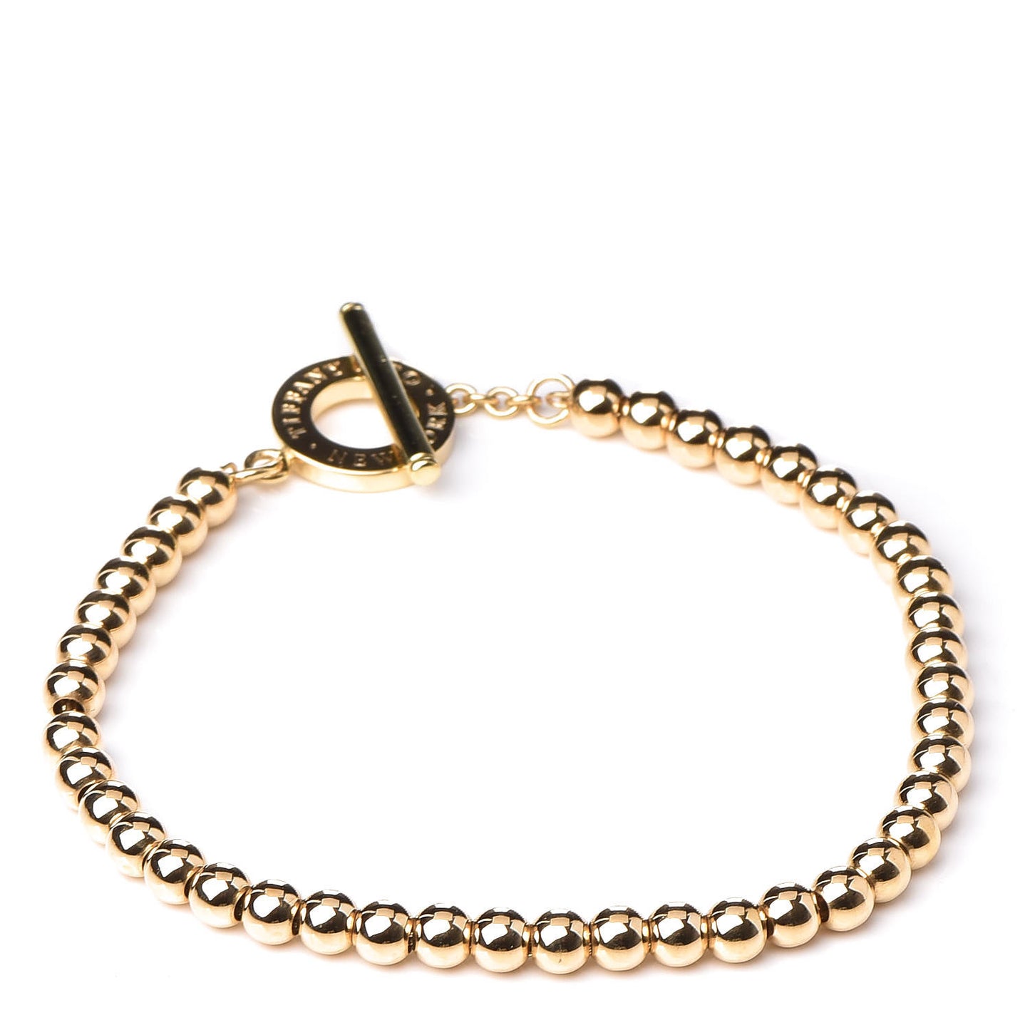 18K Yellow Gold 4mm Beads Toggle Bracelet
