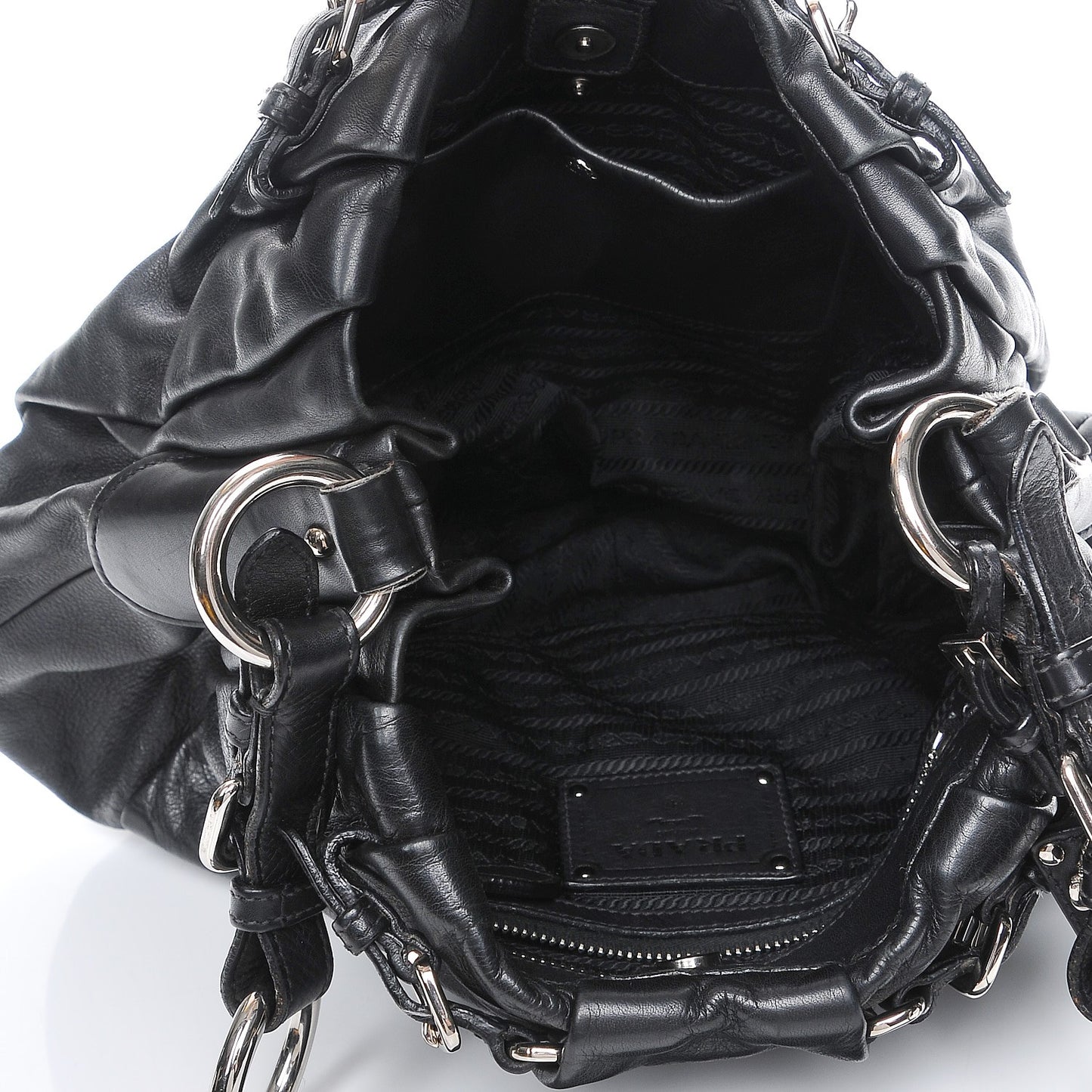 Soft Calf Pleated Hobo Nero Black
