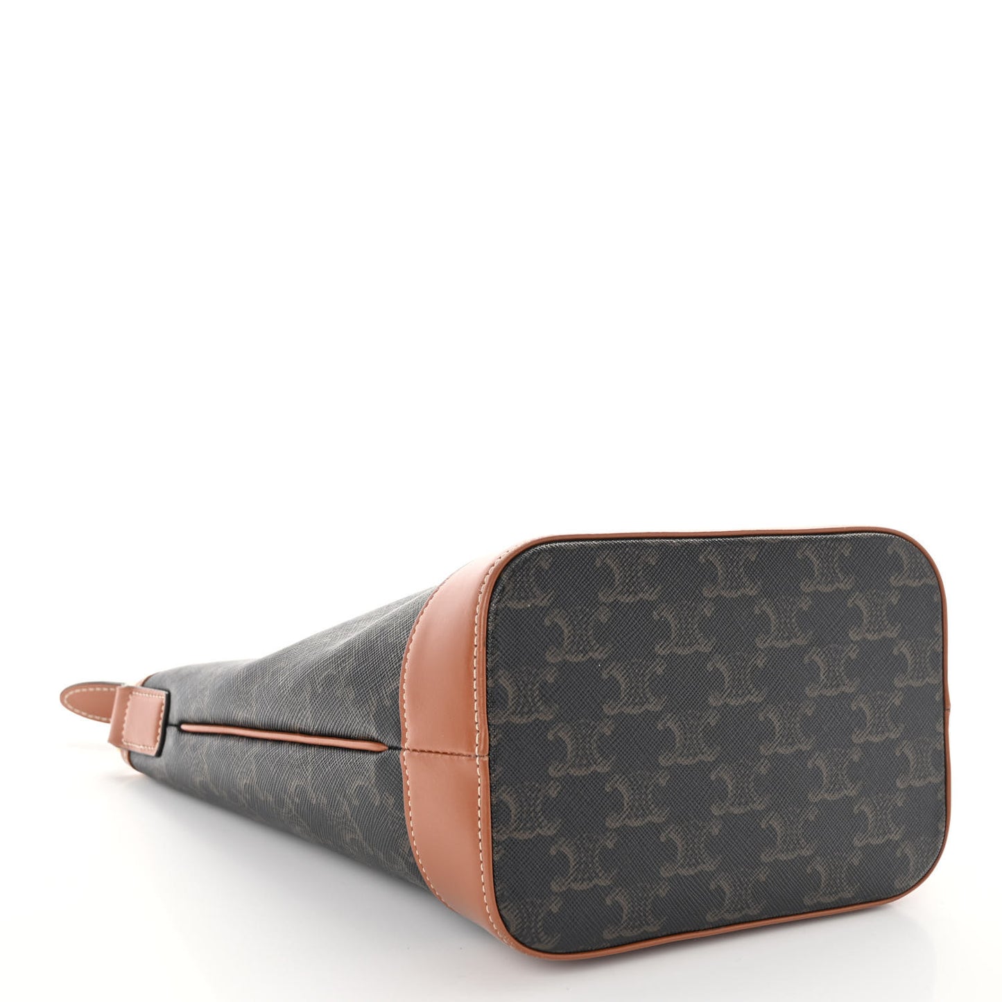 Triomphe Canvas Calfskin Small Bucket Bag Tan