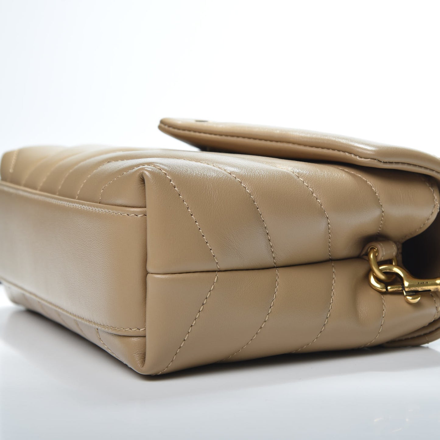 Calfskin Y Quilted Monogram Toy Loulou Crossbody Bag Latte