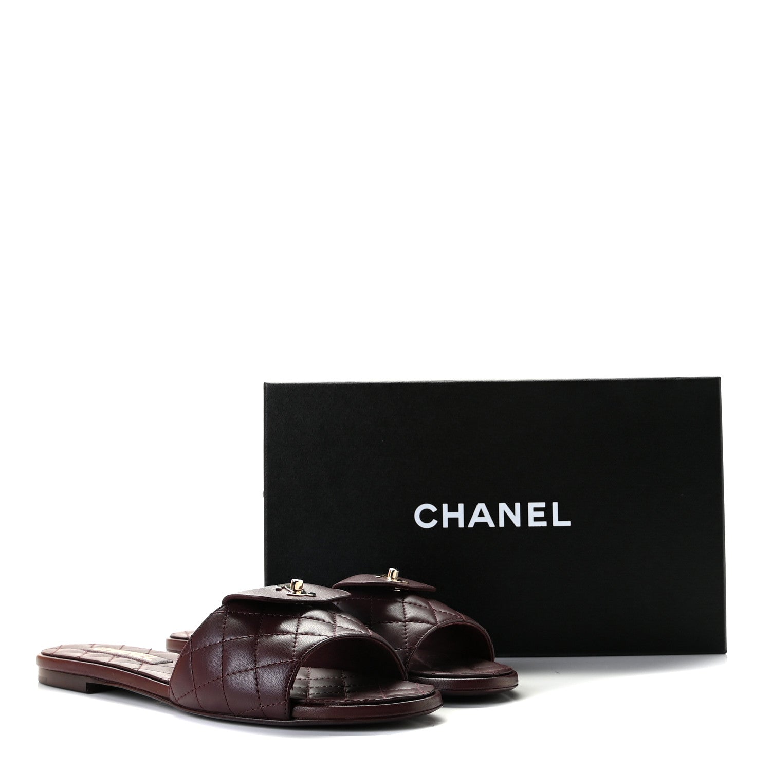 Chanel Lambskin Quilted CC Turnlock Sandals 40 Burgundy 4 of 12