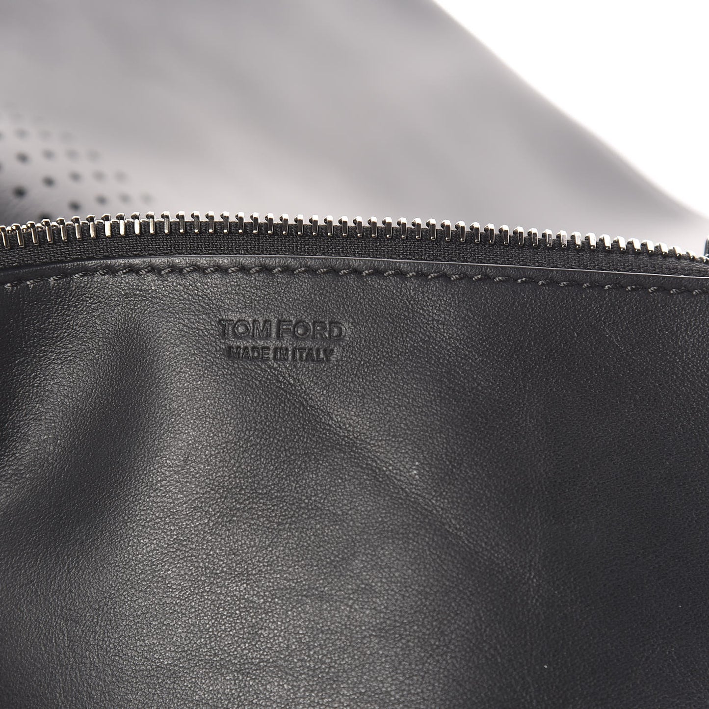 Calfskin Perforated Logo Tote Black