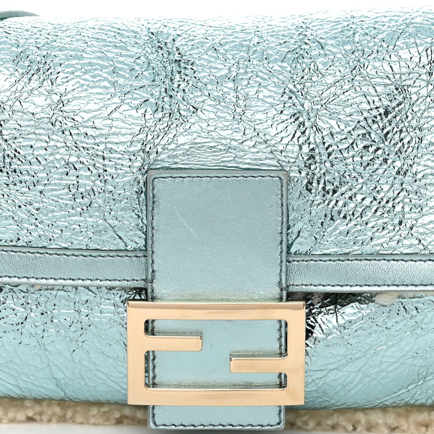 Fendi Metallic Lambskin Sheepskin Fur Re-Edition 2005-2006 Baguette Light Blue 9 of 12