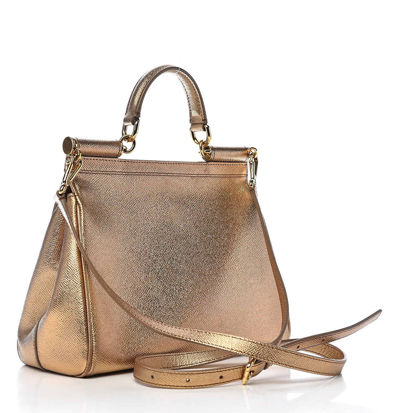 Metallic Dauphine Medium Miss Sicily Satchel Gold