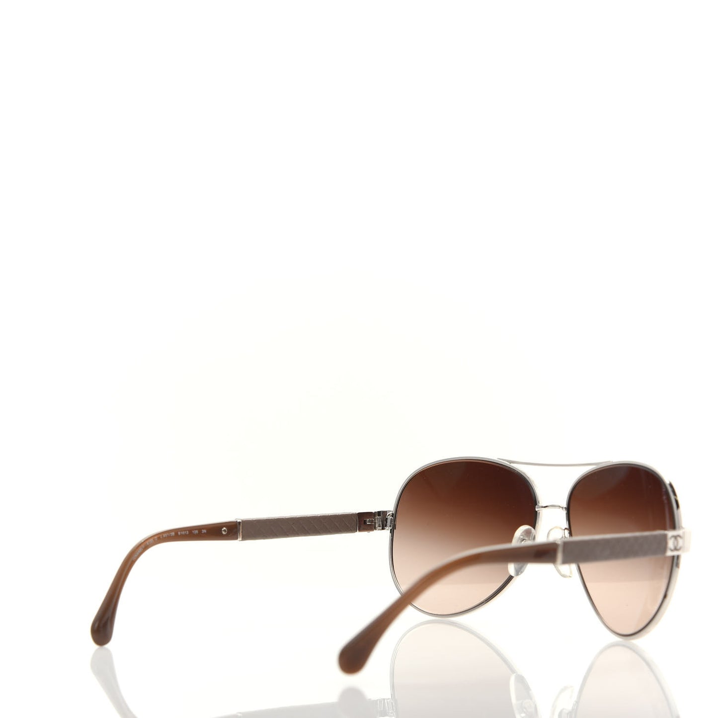 Lambskin Quilted CC Aviator Sunglasses 4195-Q Brown Gold
