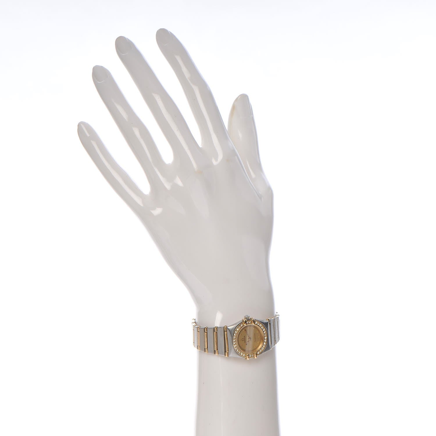 Omega Stainless Steel 18K Yellow Gold Diamond Bezel 22mm Constellation Quartz Watch Champagne 895.1080.1 2 of 9