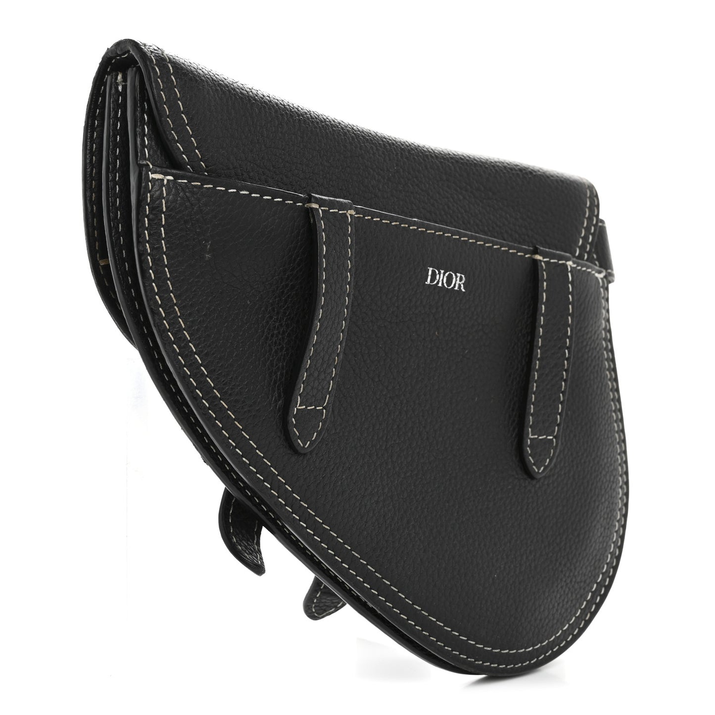 X KAWS Grained Calfskin Saddle Wristlet Black