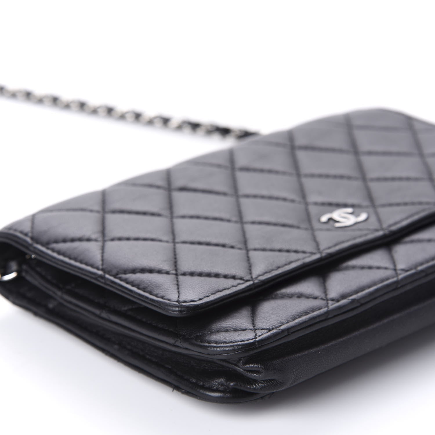 Chanel Lambskin Quilted Wallet On Chain WOC Black 7 of 12
