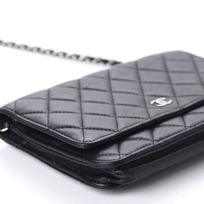 Chanel Lambskin Quilted Wallet On Chain WOC Black 7 of 12