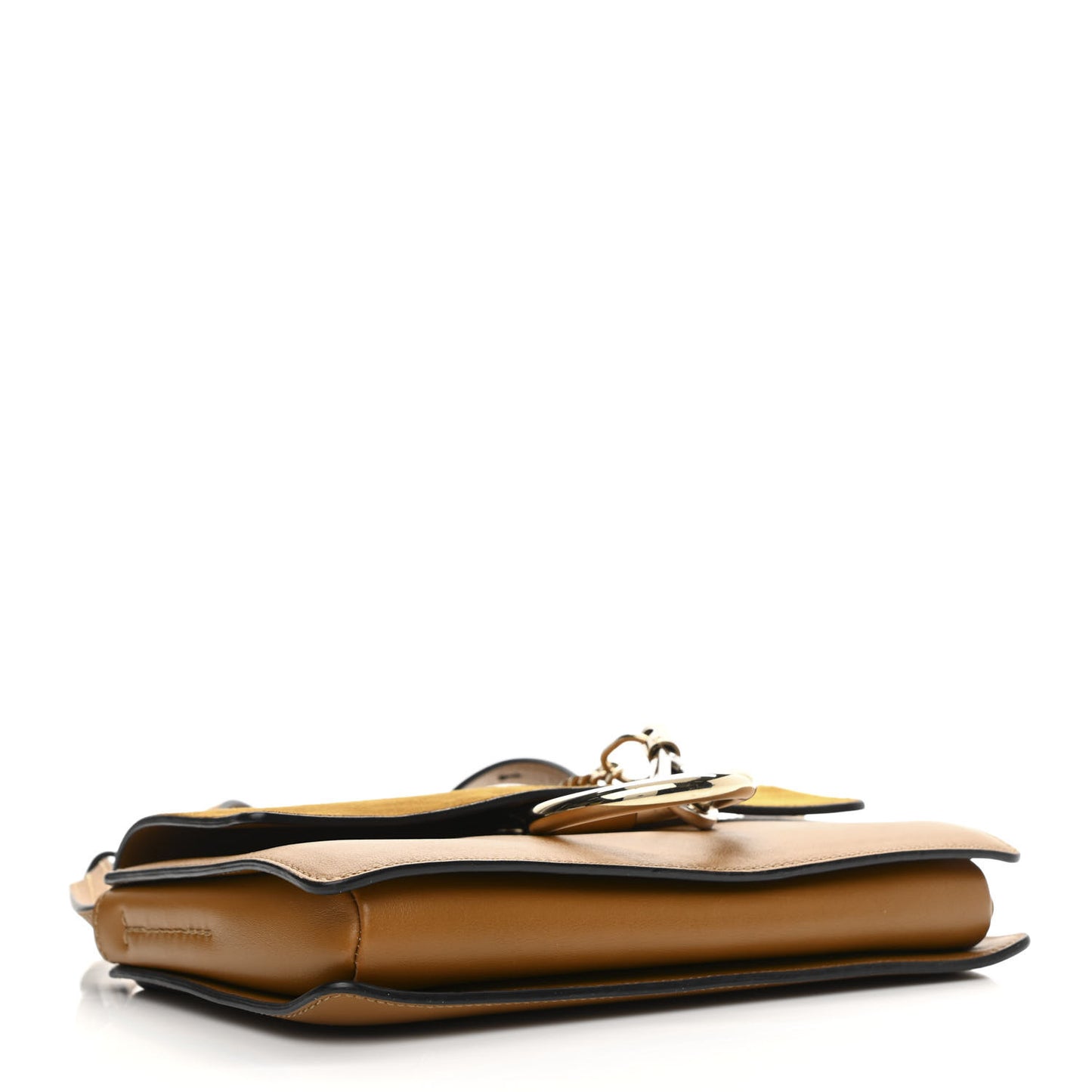 Suede Calfskin Small Faye Shoulder Bag Mustard Brown
