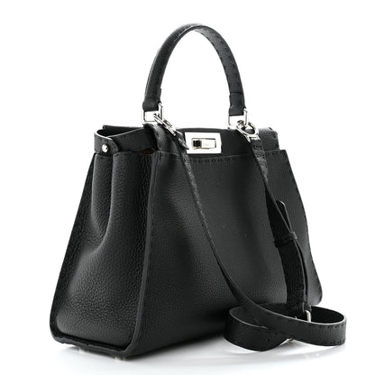 Fendi Cuoio Romano Selleria Bi-Color Medium Peekaboo Iconic Satchel Black Mou 3 of 10