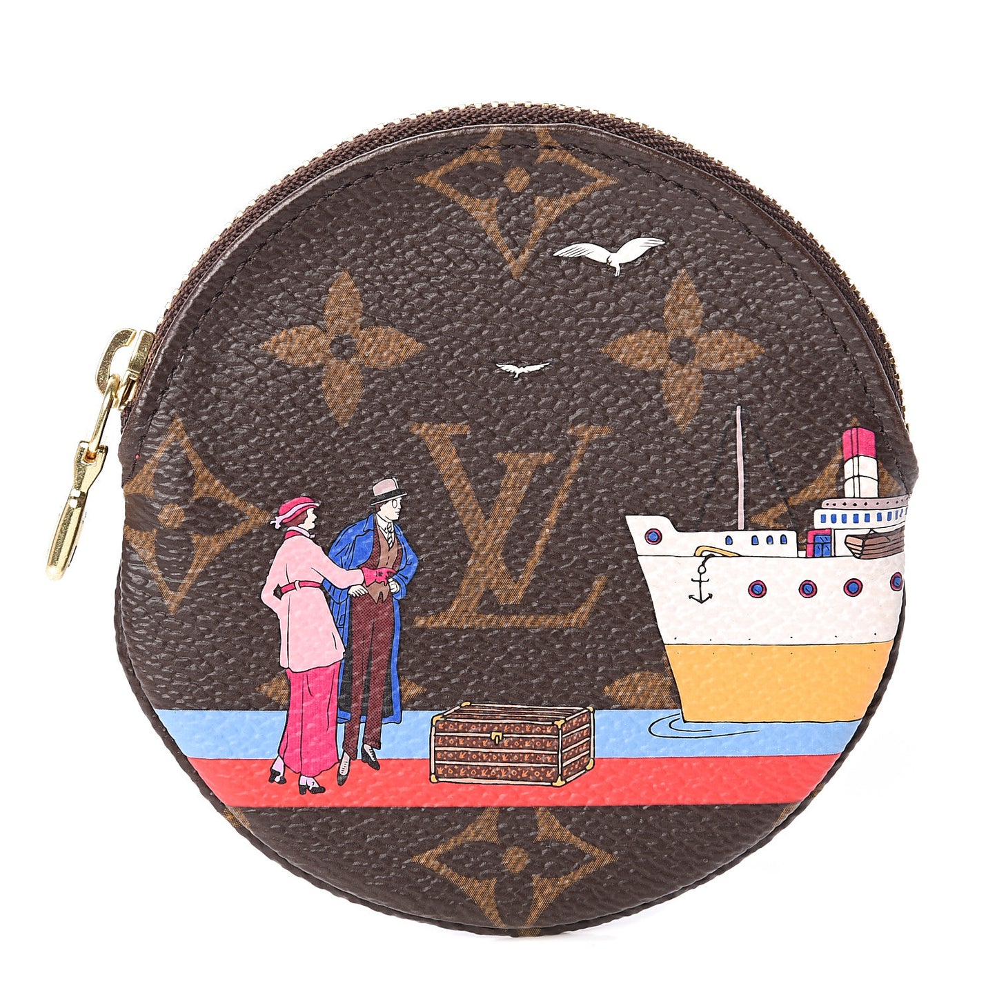Monogram 2016 Christmas Animation Round Coin Purse Rouge