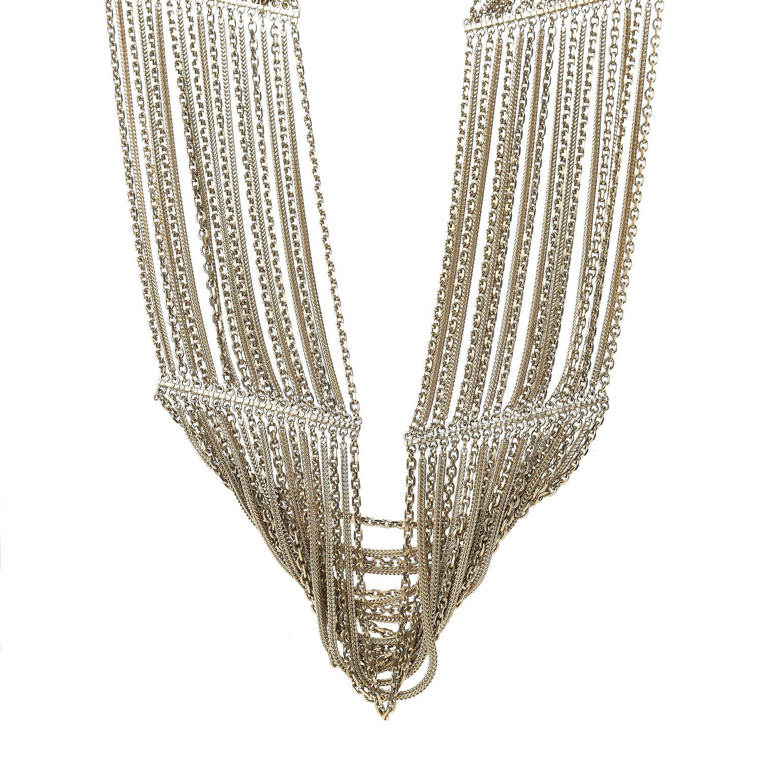 Chanel Multi Strand Chain Short Necklace Gold 1 of 5