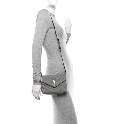 Saint Laurent Denim Y Quilted Monogram Toy Loulou Crossbody Bag Grey 2 of 11