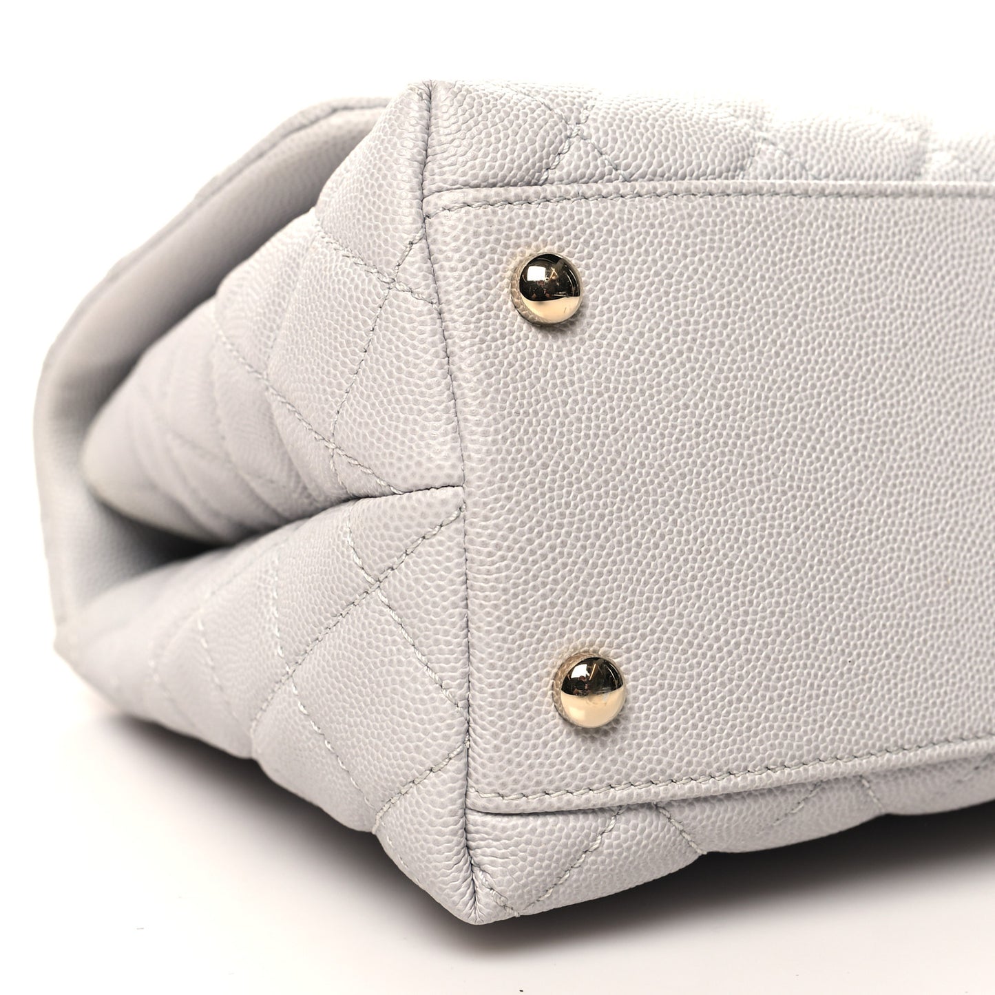 Caviar Quilted Small Coco Handle Flap Light Grey