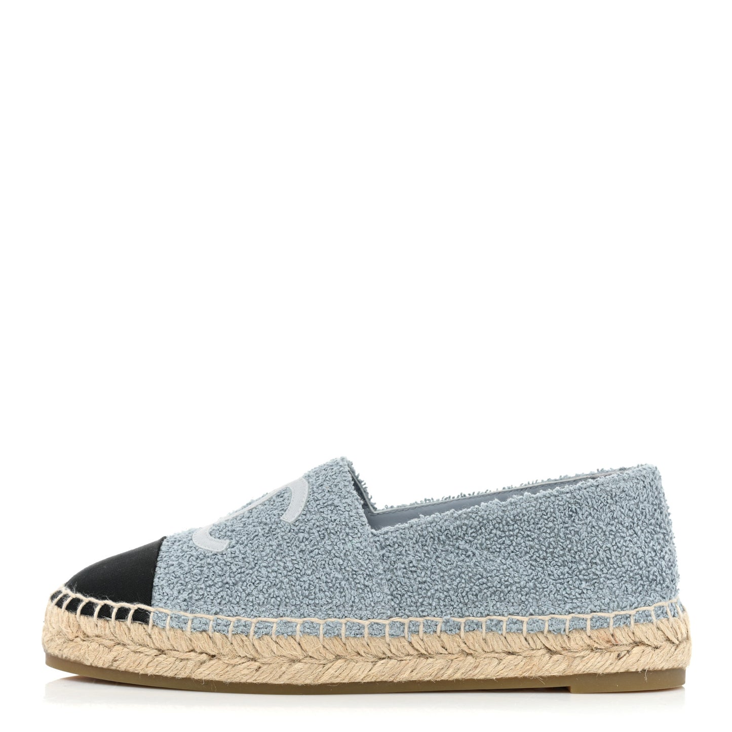 Fabric Grosgrain CC Espadrilles 37 Blue Light Gray Black
