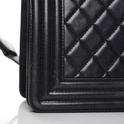 Chanel Lambskin Quilted Medium Boy Flap Pearly Black 13 of 14