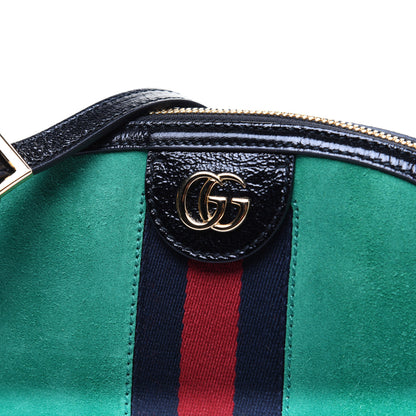 Gucci Suede Patent GG Web Small Ophidia Dome Shoulder Bag New Shamarock Black 11 of 13