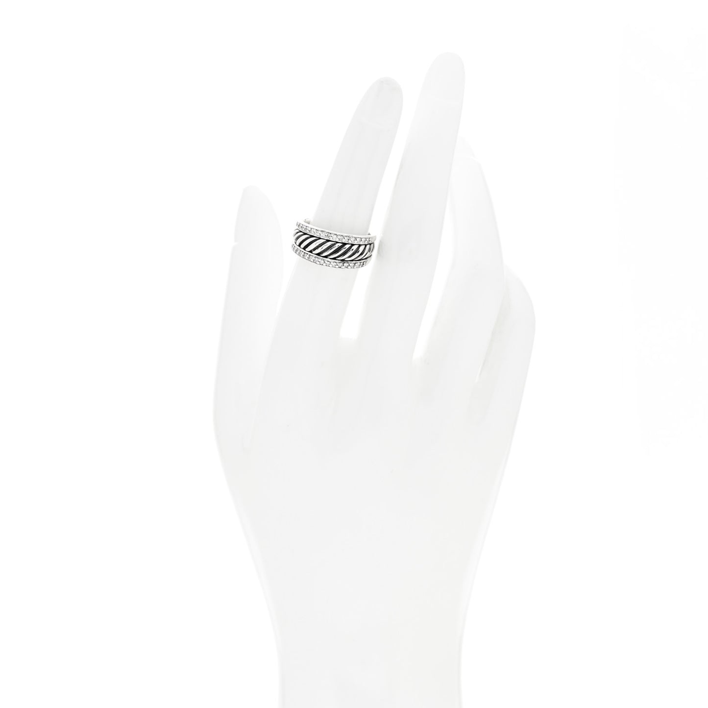 Sterling Silver Diamond Cable Band Ring 52 6