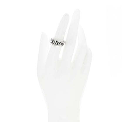 David Yurman Sterling Silver Diamond Cable Band Ring 52 6 2 of 5