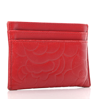 Chanel Lambskin Camellia Embossed Card Holder Dark Red 3 of 8