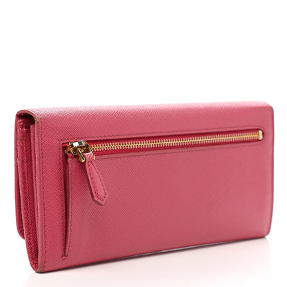 Prada Saffiano Metal Continental Flap Wallet Peonia 3 of 12