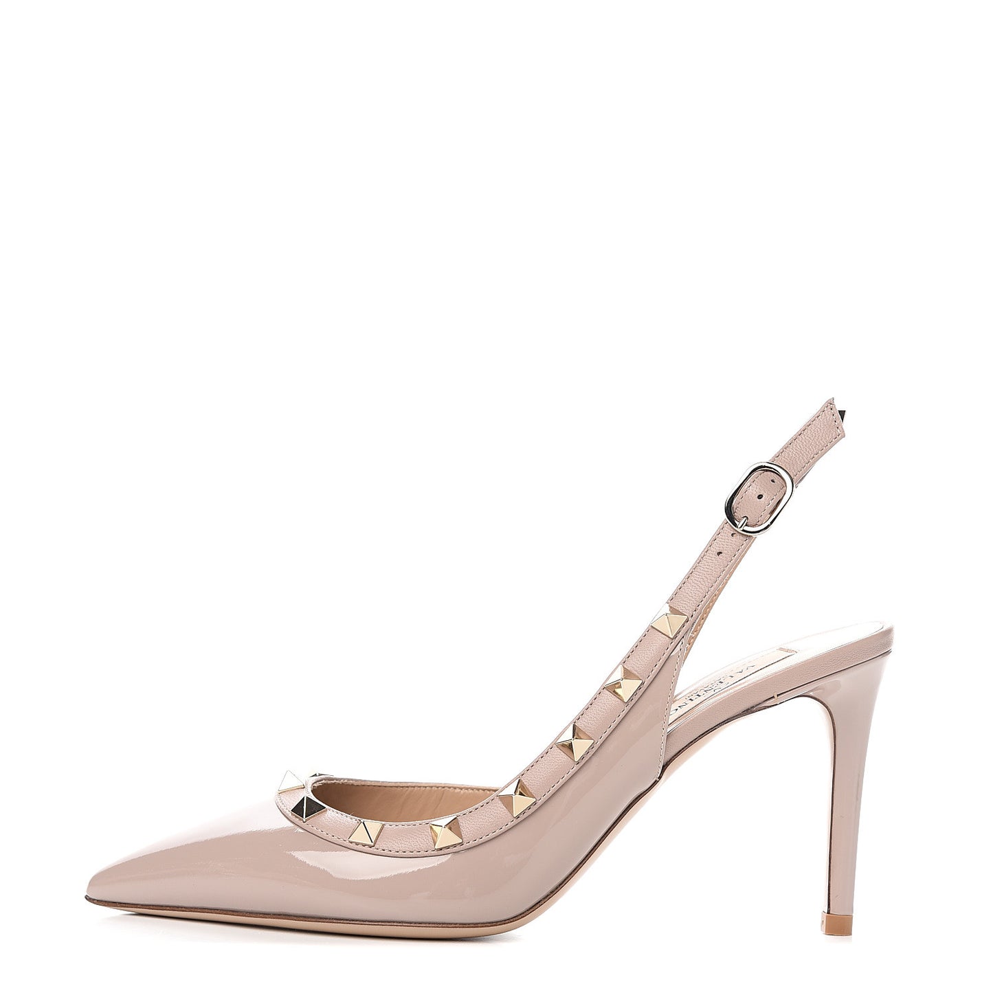 Patent Rockstud Half D'Orsay Slingback 85mm Pumps 35.5 Poudre