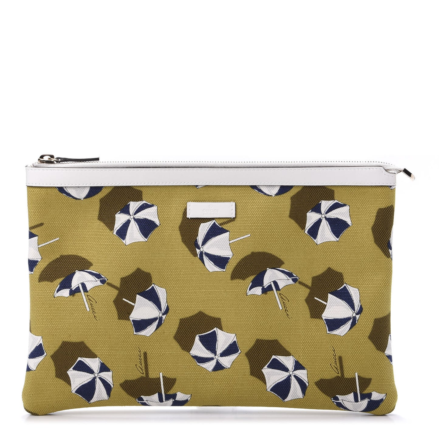 Canvas Umbrella Zip Top Pouch Yellow White