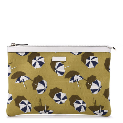 Gucci Canvas Umbrella Zip Top Pouch Yellow White 1 of 7