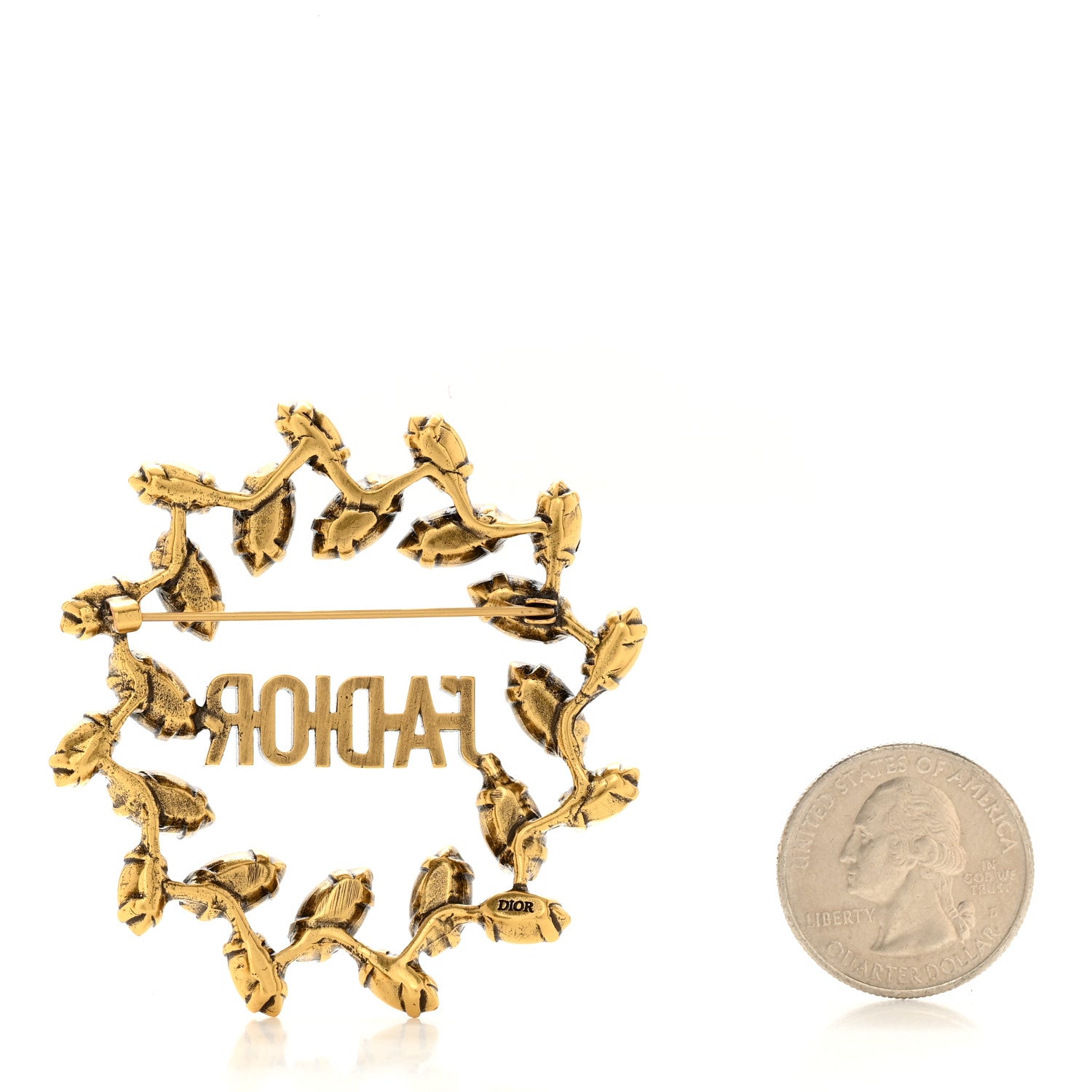 Christian Dior Crystal J'Adior Laurier Brooch Gold 2 of 3