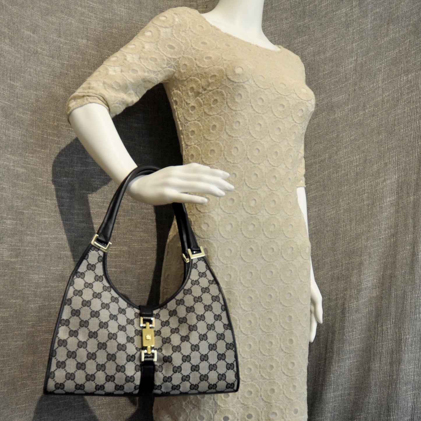 Monogram Bardot Shoulder Bag Black