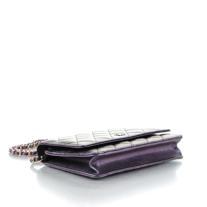 Chanel Iridescent Goatskin Quilted Wallet On Chain WOC Purple 4 of 8
