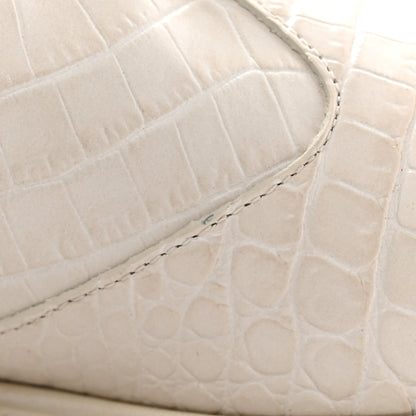 Fendi Calfskin Crocodile Embossed Karligraphy Logo Riding Boots 40.5 White 16 of 16