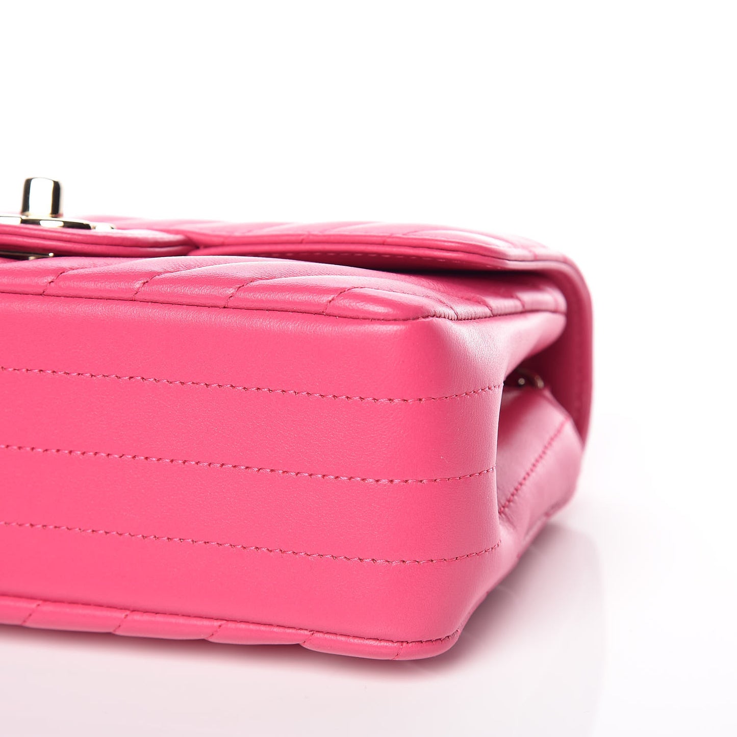 Lambskin Chevron Quilted Mini Rectangular Flap Fuchsia