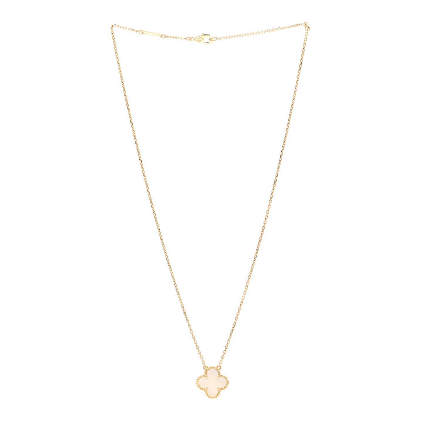 18K Yellow Gold Mother of Pearl Vintage Alhambra Pendant Necklace