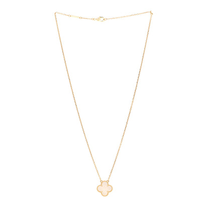 Van Cleef & Arpels 18K Yellow Gold Mother of Pearl Vintage Alhambra Pendant Necklace 3 of 6