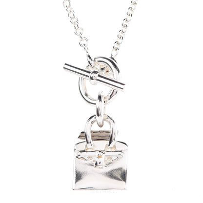 Hermes Sterling Silver Birkin Amulette Pendant Necklace 4 of 5
