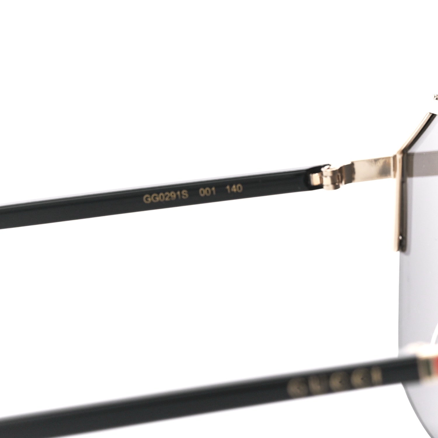 Gucci Metal Rimless Square Sunglasses GG0291S Black Gold 5 of 8